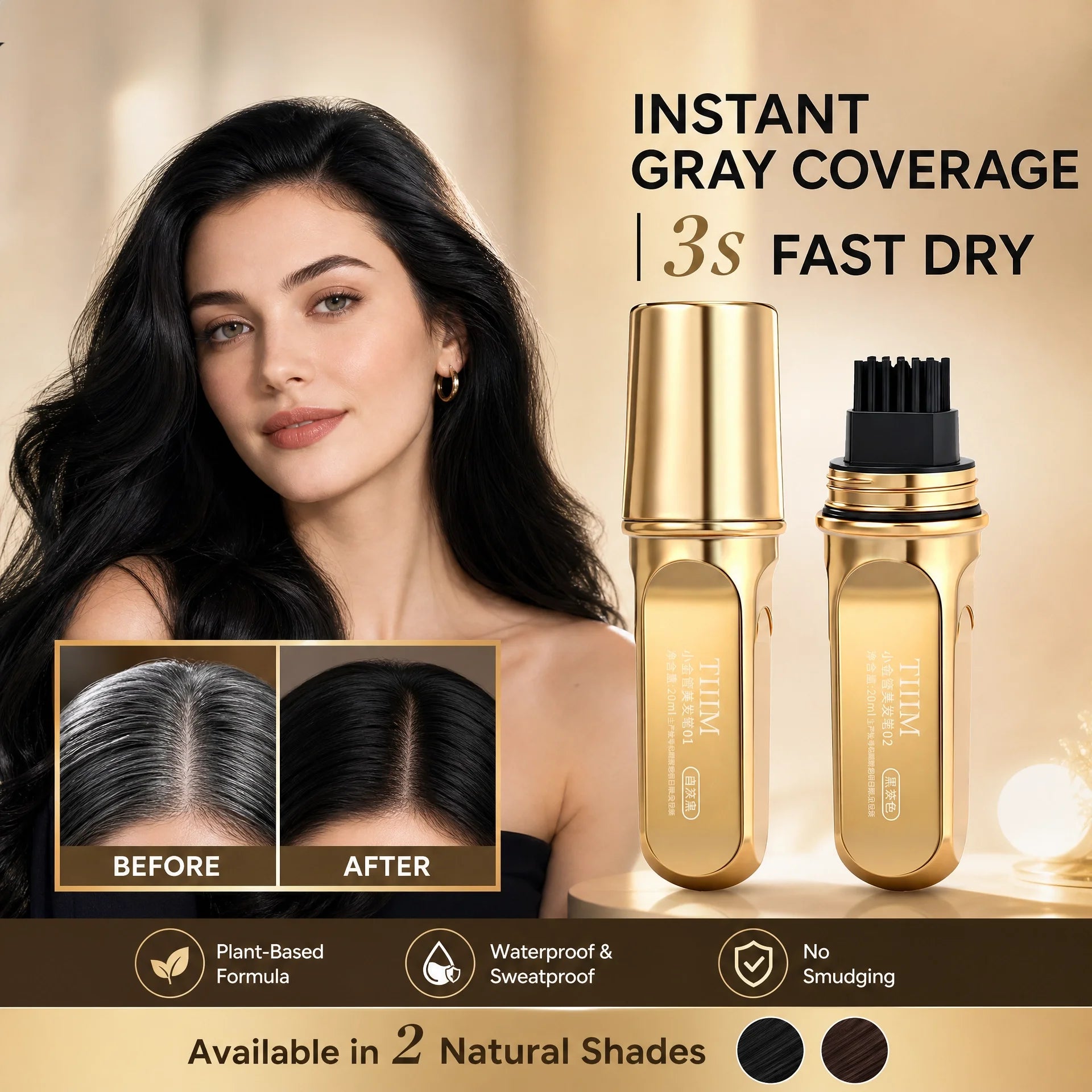 Instant Root Retouch Stick Cover Gray Hair Fast No Mess Brush Qme