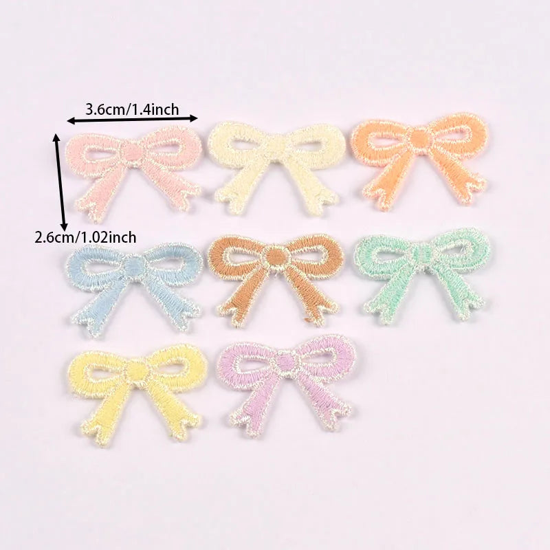 20pcs 2.6x3.6cm mixed colors Knitted bow cloth patch For Clothing Headwear Bags Decoration Sewing Accessories Patch cp4232 Qme