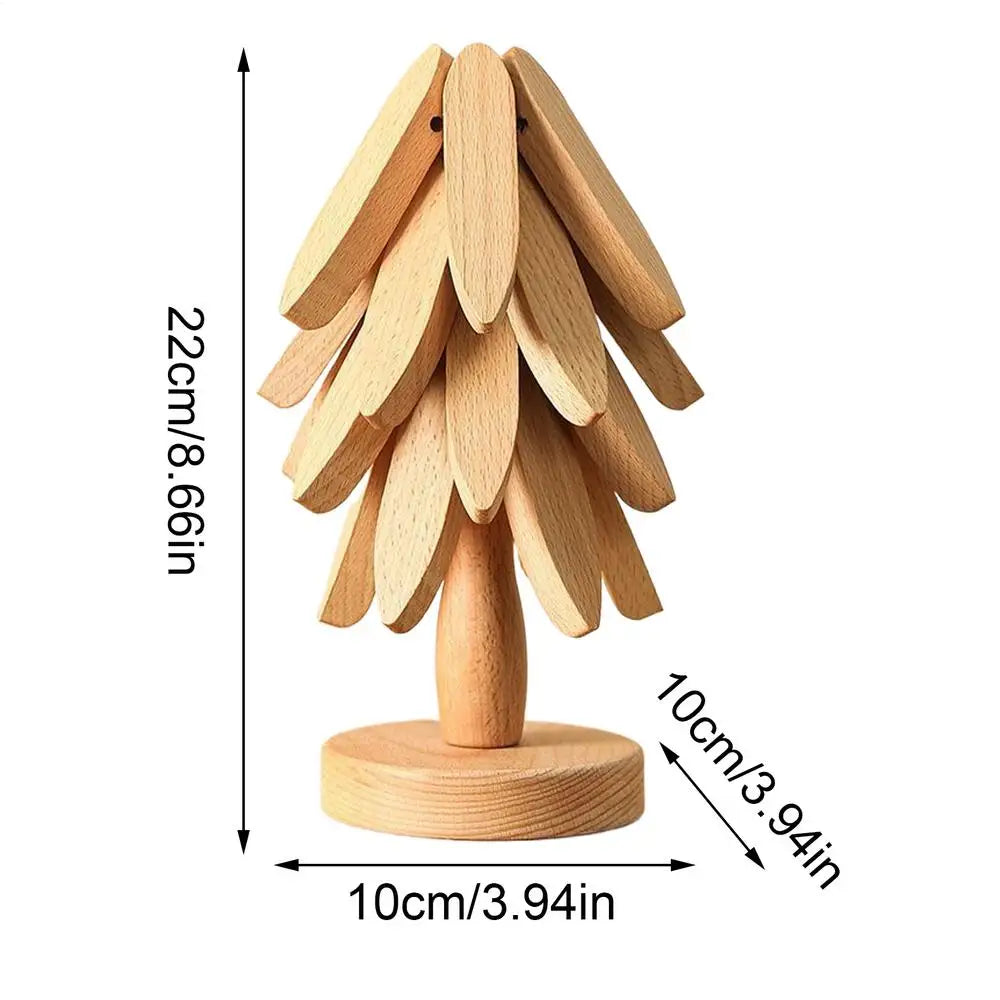 Tree Trivet Wooden Insulation Placemat Non-Slip Cup Coaster Set for Cookware Stove Pan Cup Teapot Hot Dishes Bowl Kitchen Dining Qme Natural wood color 4 as picture shows