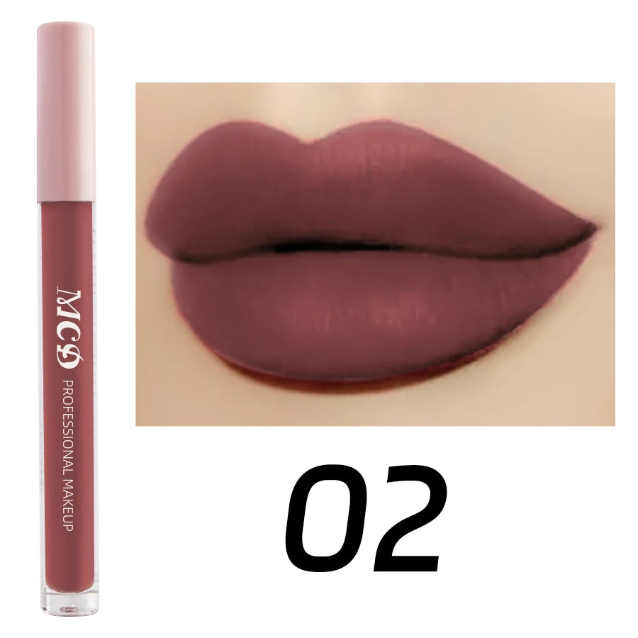 Dark Brown Matte Velvet Lip Gloss Waterproof Liquid Lipstick Nude Qme 02