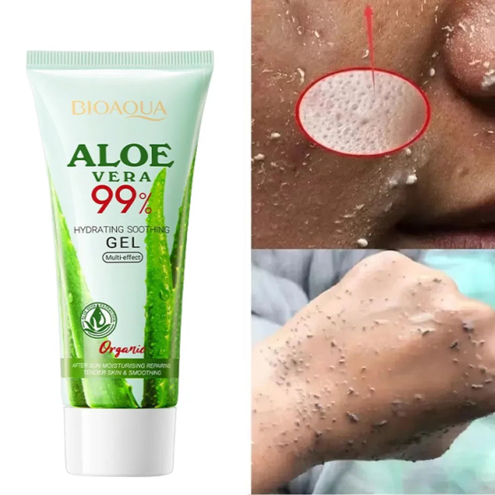 Aloe Exfoliating Gel Facial Deep CleansingPore Shrink Pore Cleansing Skincare Whitening Moisturizing Repair Facial Scrub Cream Qme