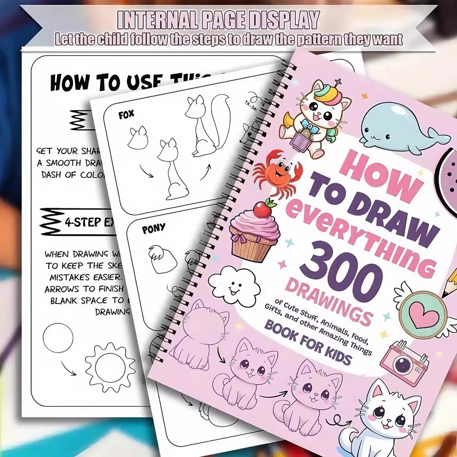 300 Cute Step-by-Step Simple Drawings How to Draw Anything for Painting Enthusiast Adorable Animals Food Gifts-Drawing Guide Boo Qme