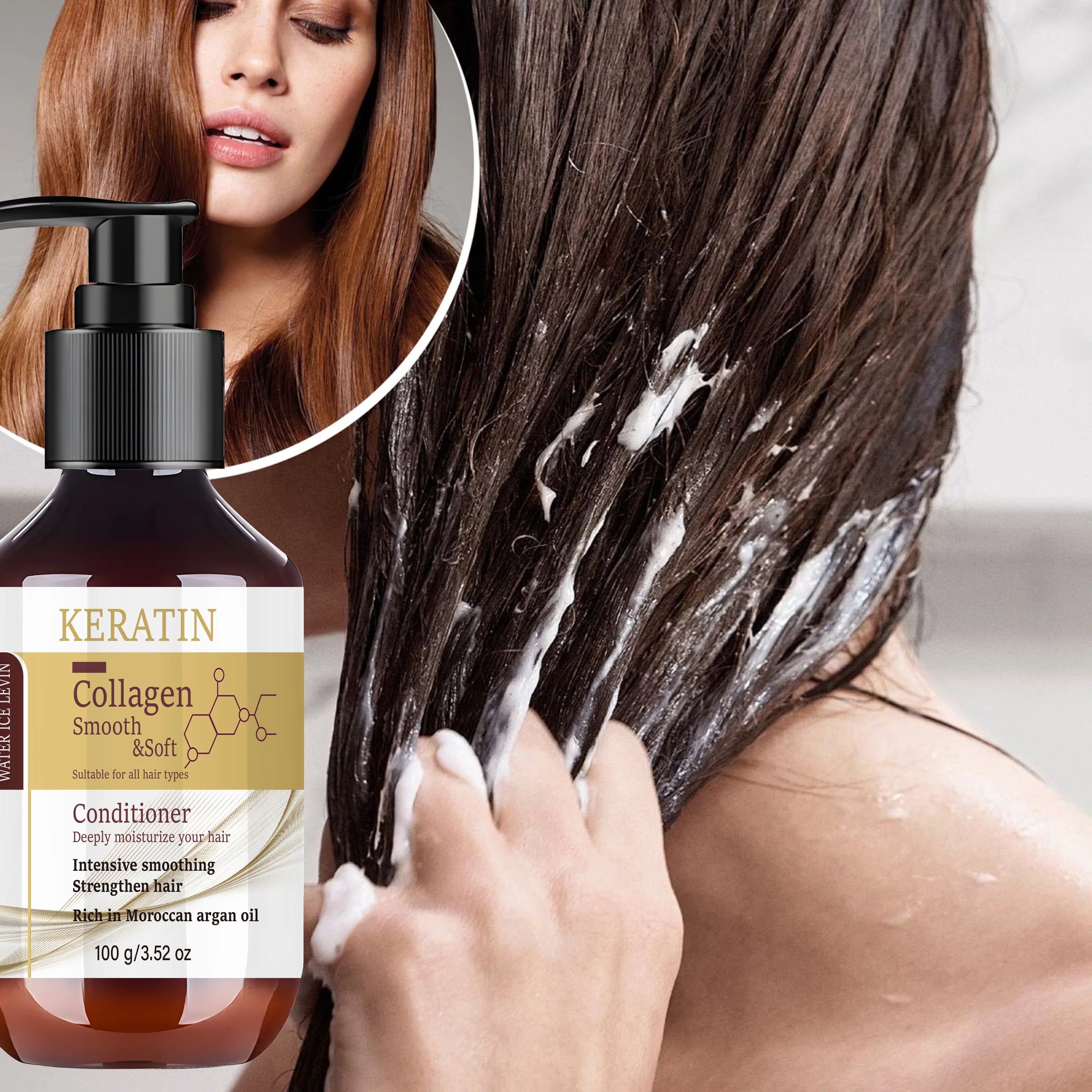 All Hair Type Keratin Collagen Conditioner, Rosemary Argan Oil Intensive Smooth Strengthen Hair Care Qme