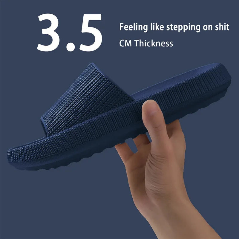 Summer Slippers For Men Women Soft Slippers Indoor Home Slides Cloud Slipper Men Flat Sandals Beach Shoes Man Male Flip Flops Qme A-Dark Blue 36-37 (fit 35-36)