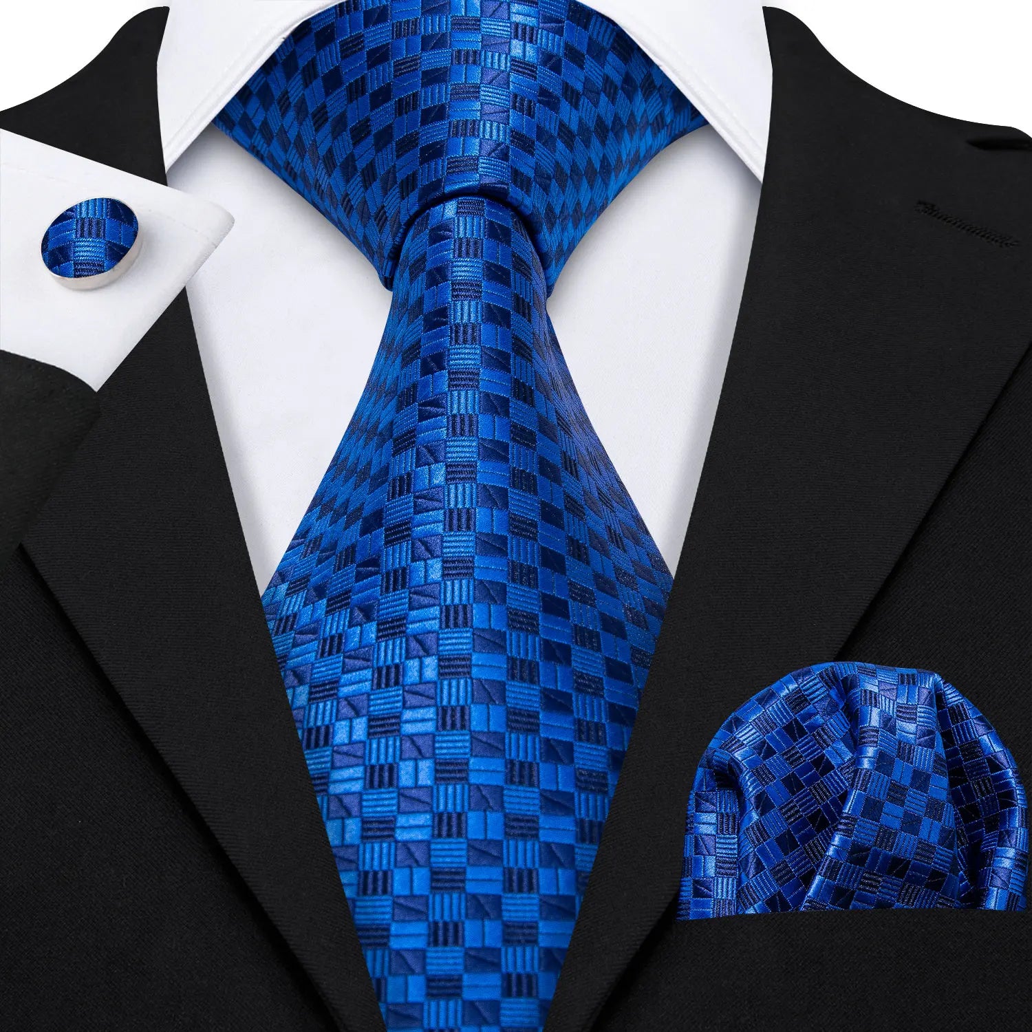 Professional Mens 3-Piece Suit Set: Necktie, Pocket Square & Cufflinks, Classic Design for Wedding Qme DPTH-HT-LDSN0561