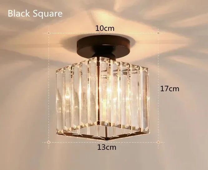 Modern LED Round Ceiling Lamps Luxury Living Room Bedroom Rectangle Ceiling Lights Luster Home Decor Crystal Ceiling Chandelier Qme Square Black