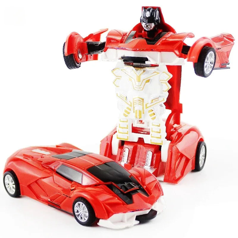 One-key Automatic Transform Robot Car Model Toy for Boys Children Plastic Funny Action Figures Deformation Vehicles Car Kid Qme