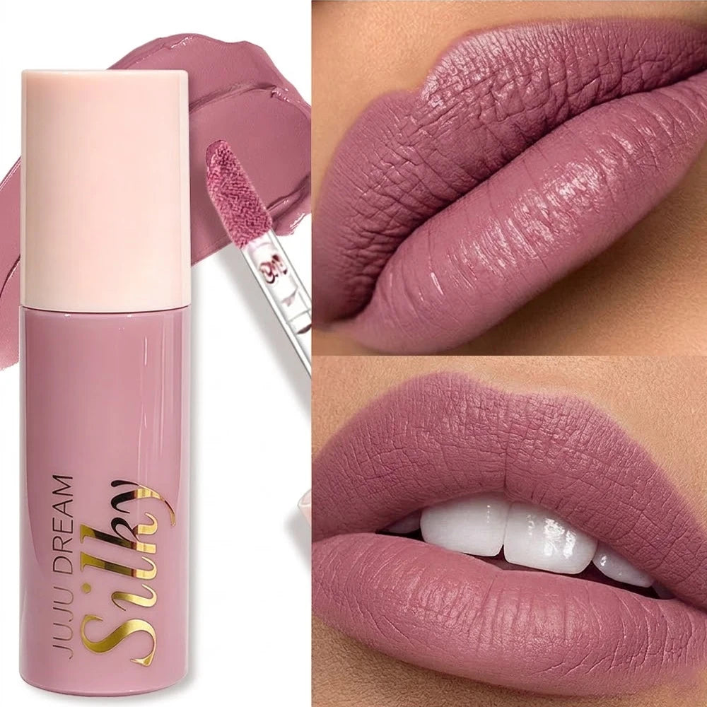 Waterproof Matte Lipstick Women Nude Pink Lip Tint Silky Texture Qme