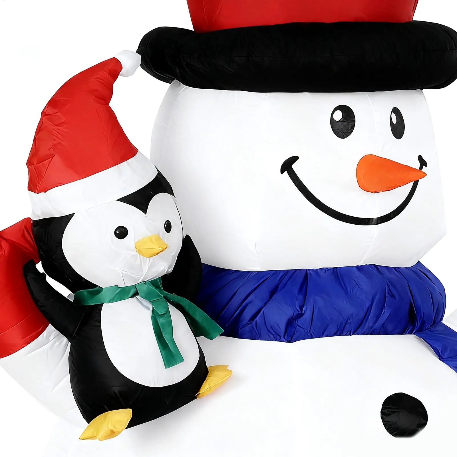 Christmas Snowman Blow Up Inflatable Festival RGB LED Lights Decor With 3 Penguins Blow Up Christmas Sitting Snowman For Indoor Qme