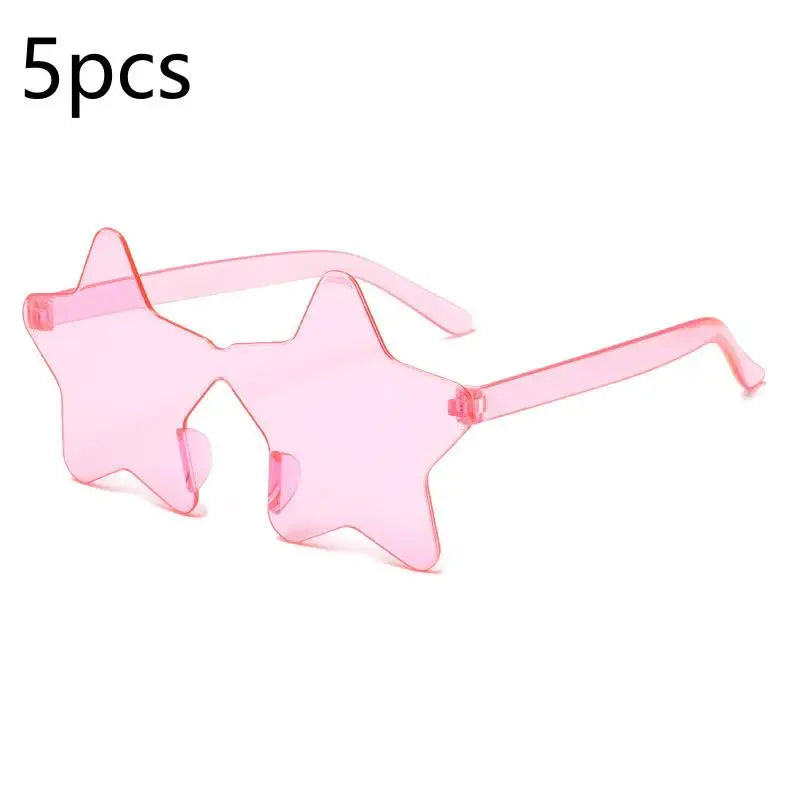 Star Shaped Rimless Sunglasses Colorful Transparent Party Glasses Qme A3
