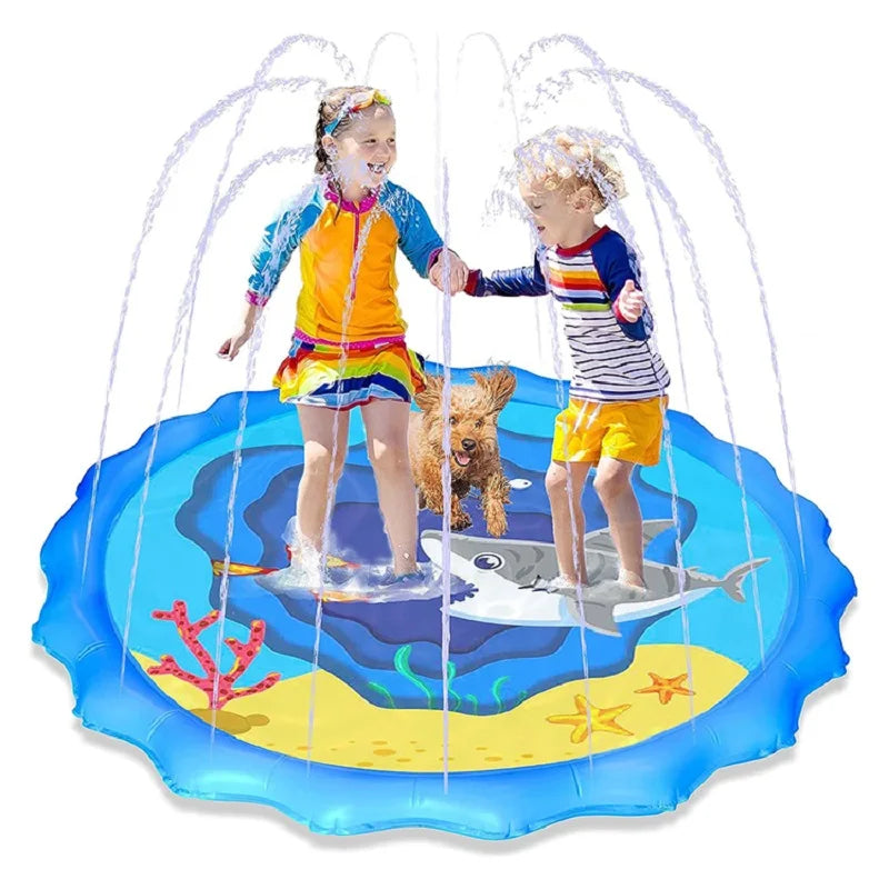 Summer Children's Play Sprinkler Mat 170CM Shark Unicorn Sprinkler Mat Children's Outdoor Interactive Fountain Toys Qme
