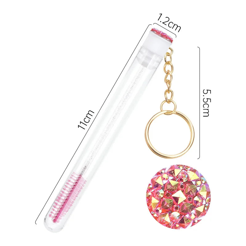 Reusable Eyelash Brush Tubes Gold Keychain Sparkling Lash Mascara Qme 5PCS-Rose CN