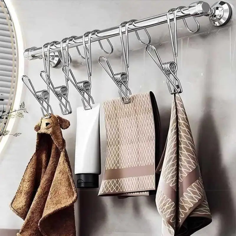 Universal Hanging Clips Offices Kitchens Bathroom Stainless Steel Qme