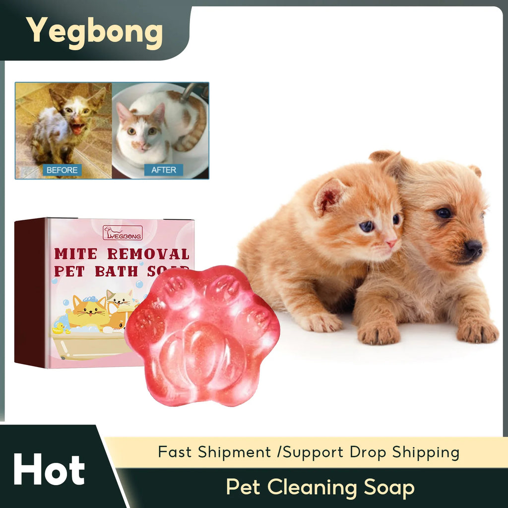 Pet Soap Dogs Hair Softening Flea Lice Insect Killer Cats Mite Removal Itching Relieve Skin Treatment Moisturizing Pet Shampoo Qme Default Title