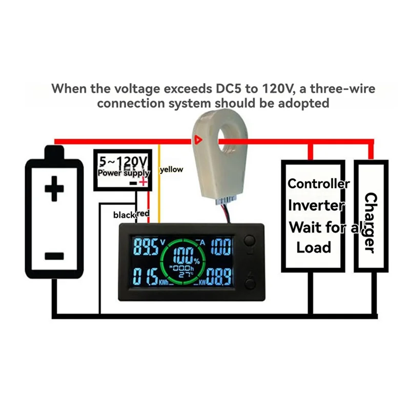 A02F-Color Screen Bluetooth Hall Coulomb Meter Battery Power Display Electric Car RV Voltage Current Power 400A Qme