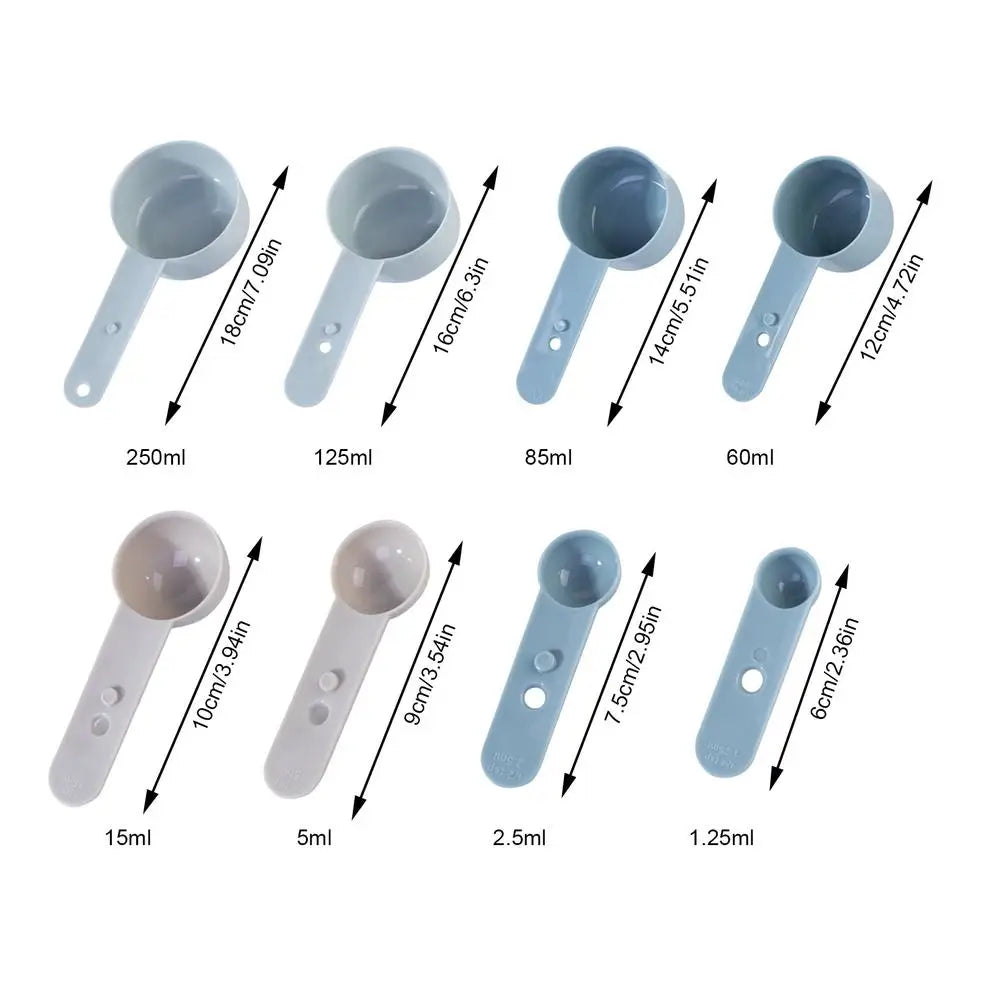 Measuring Spoons 8 Cookware Scale Long Handle Chef Baking Kitchen Qme as picture 8pcs China Mainland
