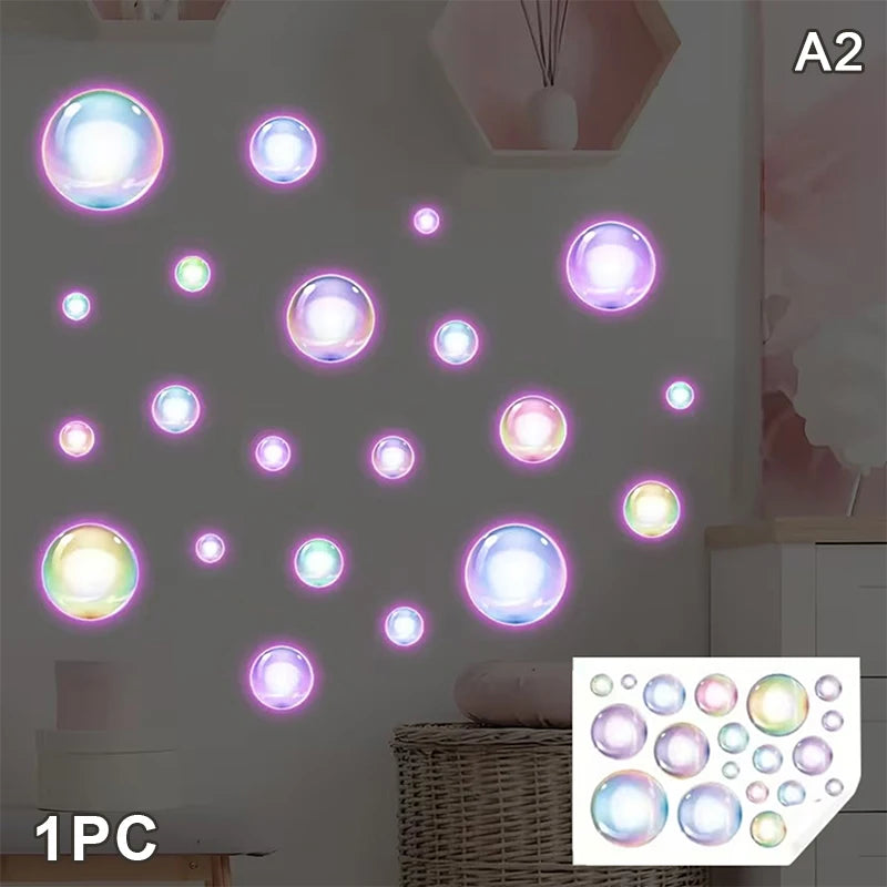 Living Room Bedroom Removable PVC Decals Home Decor Glow-in-the-dark Qme A2