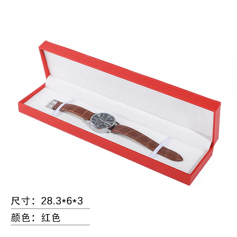 Premium PU Leather Single Watch Gift Box with Pillow Wristwatch Display Case Organizer for Men Women Qme Small Size Red