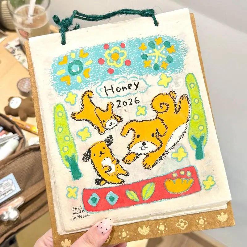 2026 Year Cartoon Calendar Cute Animal Illustration Desk Month Qme