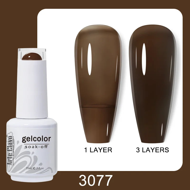 Arte Clavo Gel Nail Polish Matte Semipermanent Varnish UV Glitter Qme 3077
