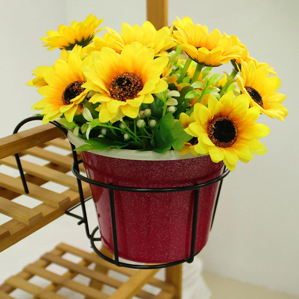 Round Metal Hanging Flower Pot Holder European Style Balcony Railing Planter Rack Indoor Outdoor Iron Plant Stand Qme
