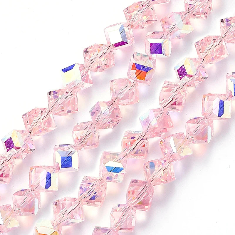4-8mm Cube Crystal Glass Beads for Jewelry Making Faceted Square Crystal Glass Beads for Bracelet Earring Necklace DIY Craft Qme Color 10 6mm-78pcs