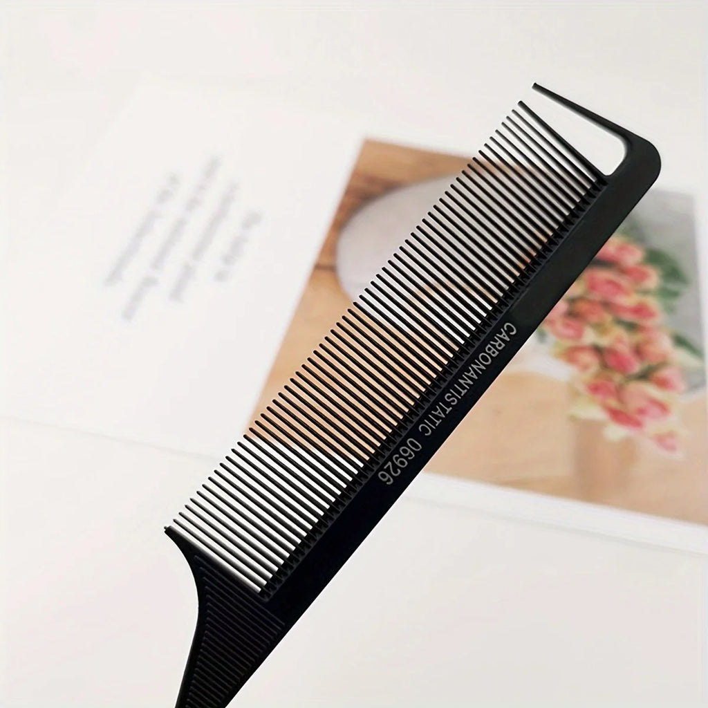 5Pcs Carbon Anti-Static Rat Tail Combs, Metal Pin Tail Comb For Hair Styling, Parting, Teasing Qme