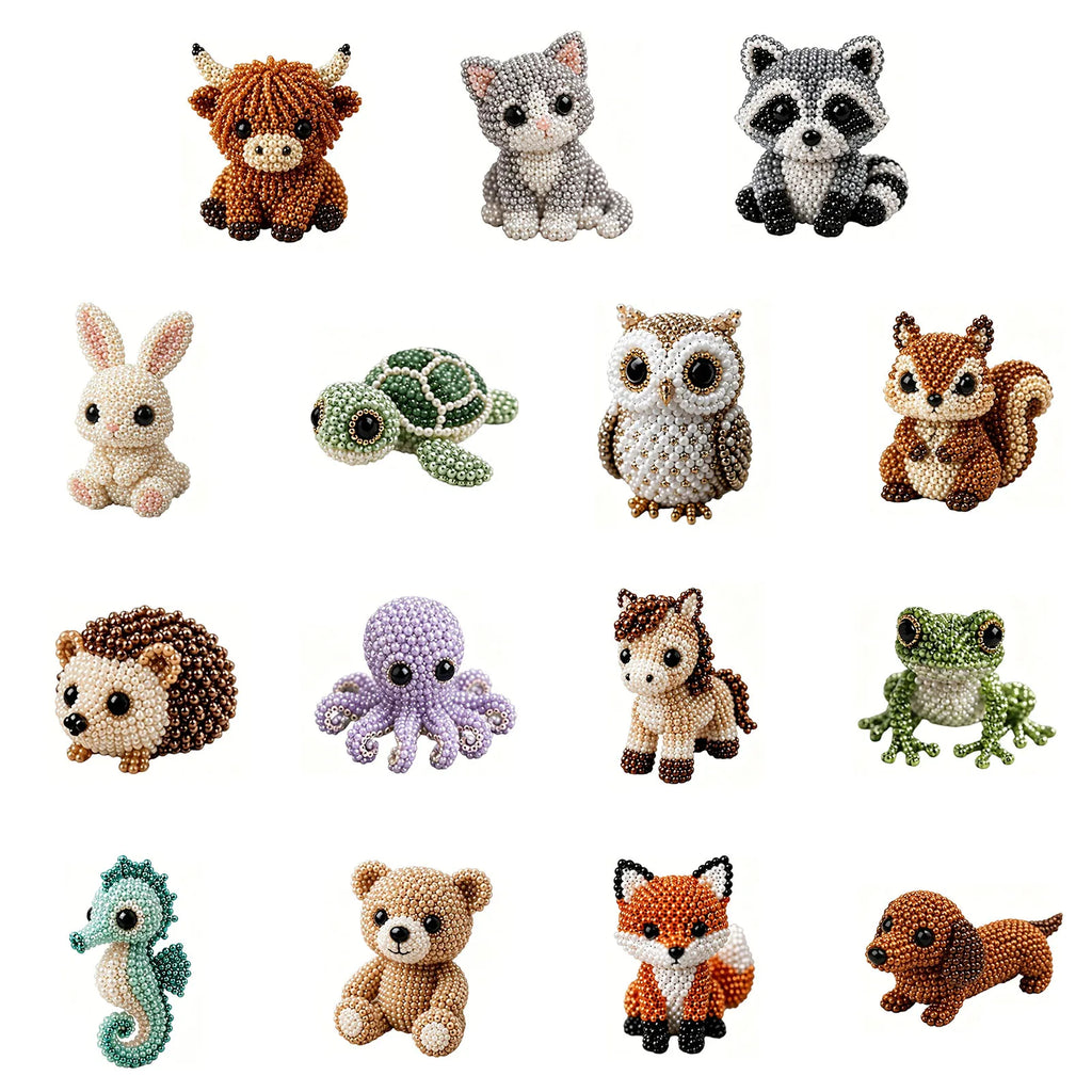 3D DIY Creative Beading Figurine Wiyh Needle Animals Bead Set Cute Bead Embroidery Kit for Teens Girls Women Enthusiasts Qme
