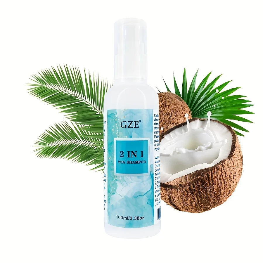 GZE 2 IN 1 Wig Shampoo For Synthetic Hair Soak & Rinse, Deep Cleansing, Revitalizes, Moisturizes Qme