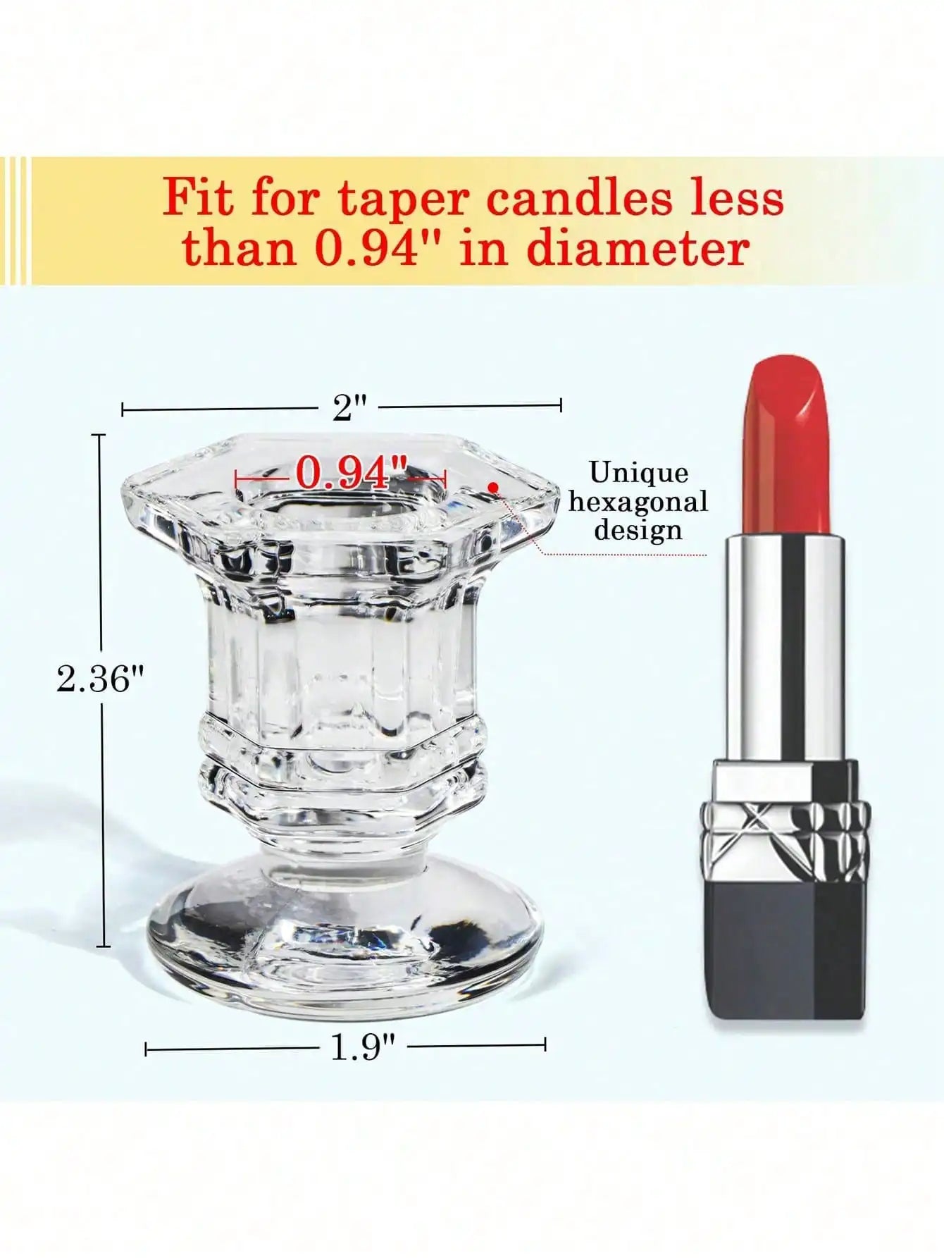 1 Bulk Candle Holders Christmas Holder 6 Clear Glass Tapered Qme