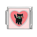 Cute Colored Love Heart Cat Italian Charm Fit Stainless Steel Women
