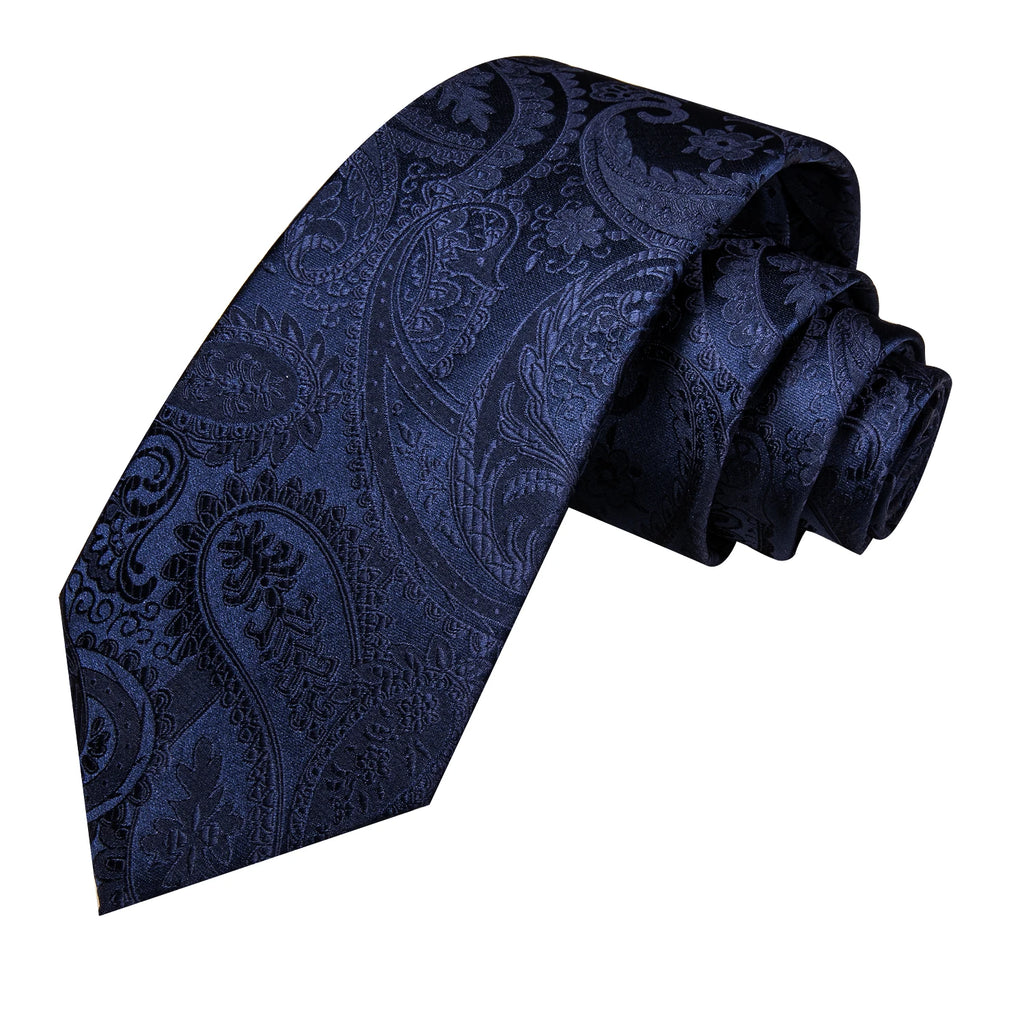 Hi-tie Paisley Blue Textured Printed Men's Ties Elegant Fashion Tie Qme