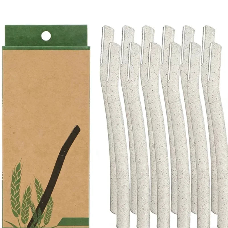 1/3/12pcs Wheat Straw Face Eyebrow Razor for Women Facial Dermaplane Razor Biodegradable Dermaplaning Tool Qme