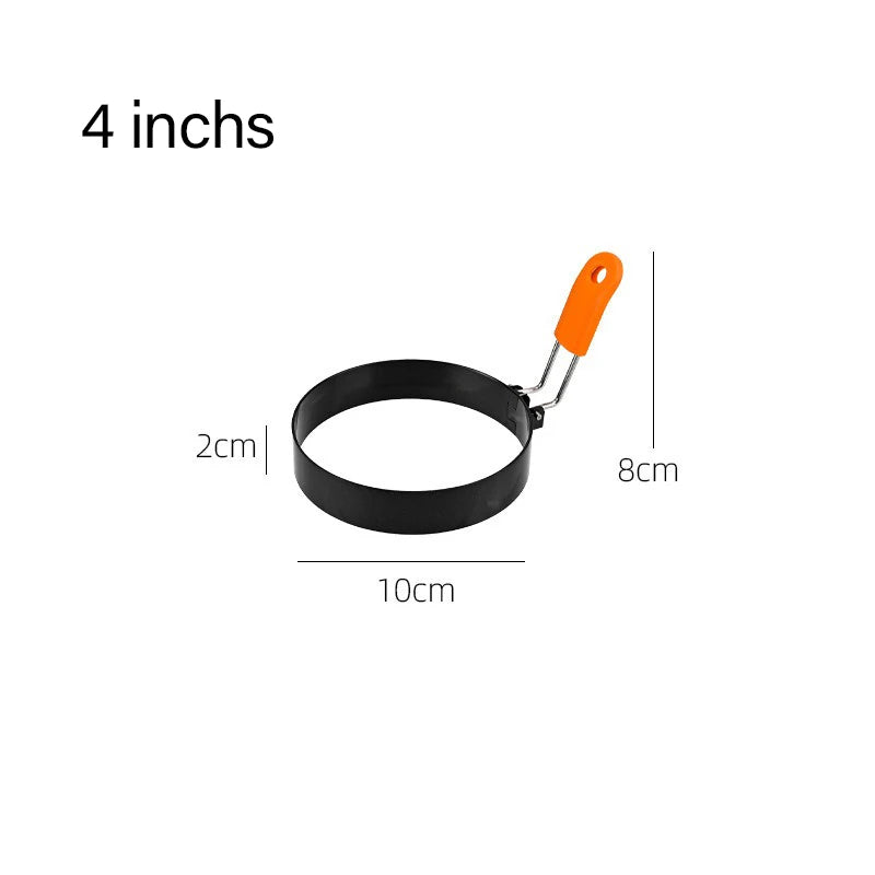 Stainless Steel Omelette Mold Professional Egg Ring Pancake Ring with Silicone Handle Oil Brush for Fried Eggs Omelets Muffins Qme 10cm
