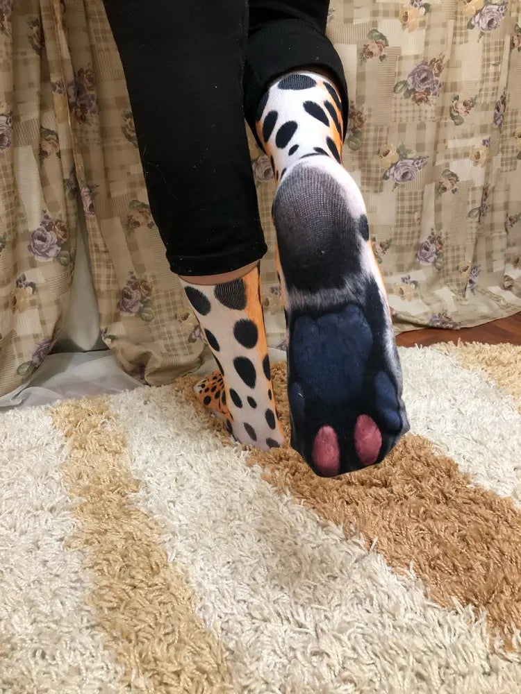 Funny Animal Paw Socks Cat Tiger Leg Toe Men Women Party Outdoor Qme