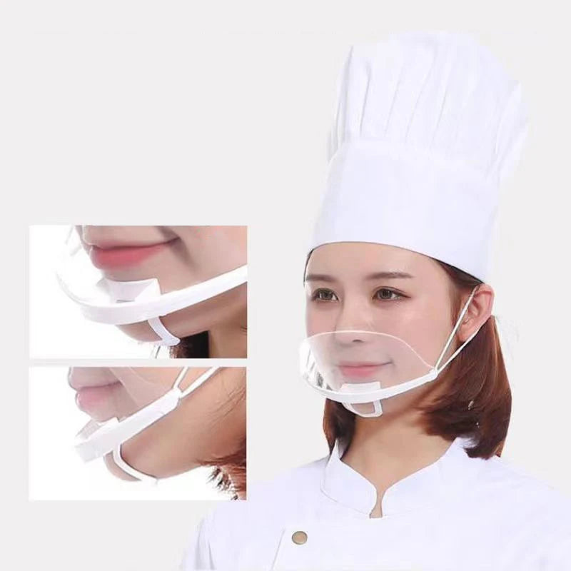 Clear Plastic Catering Masks Splash Proof Protective Reusable Chef Qme