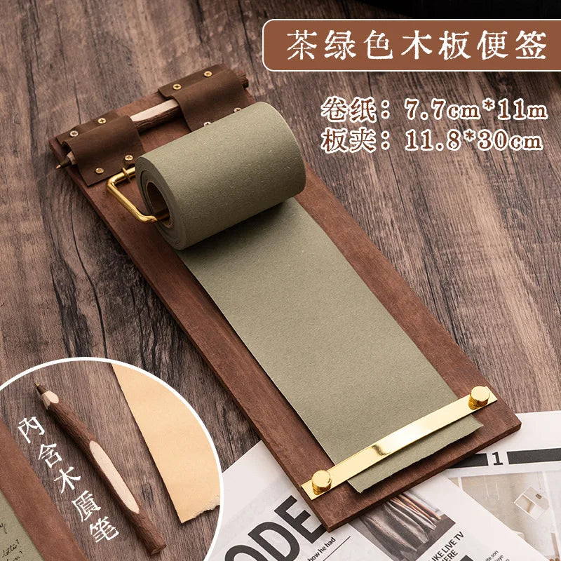 Retro Note Splint Can Be Hung Roll Paper Non-stick Wind Wood Board Qme light green