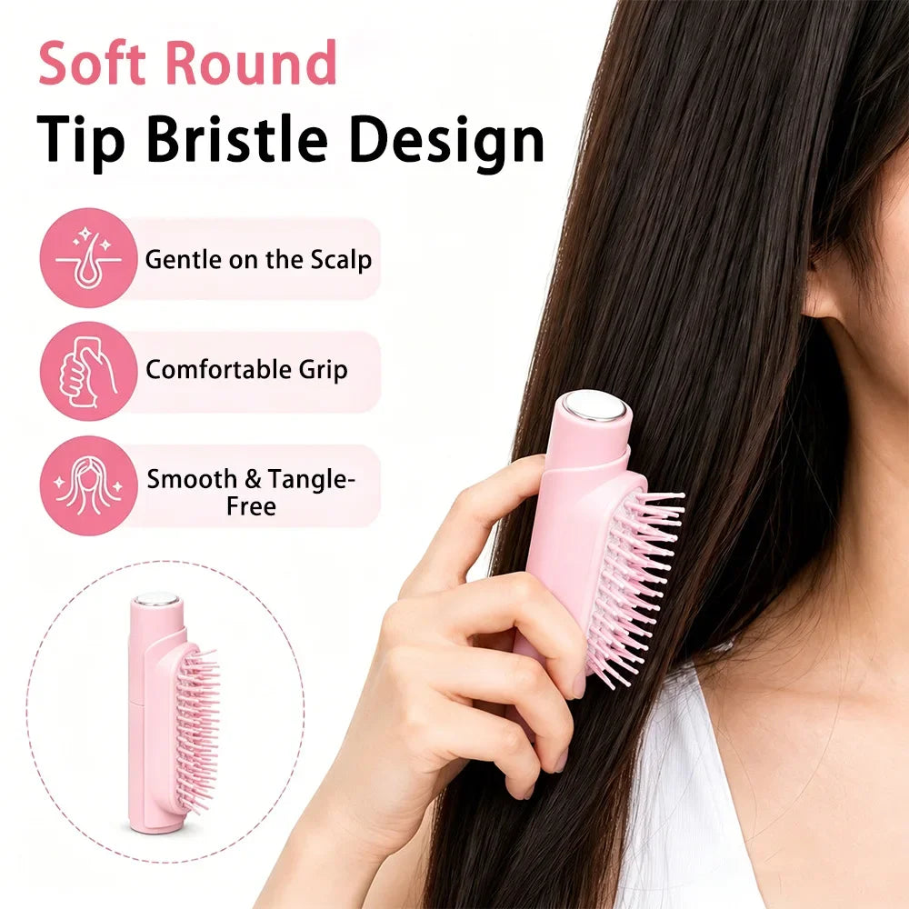Portable 1 Spray Comb Built Bottle Hydrating Hairbrush Soft Round Qme