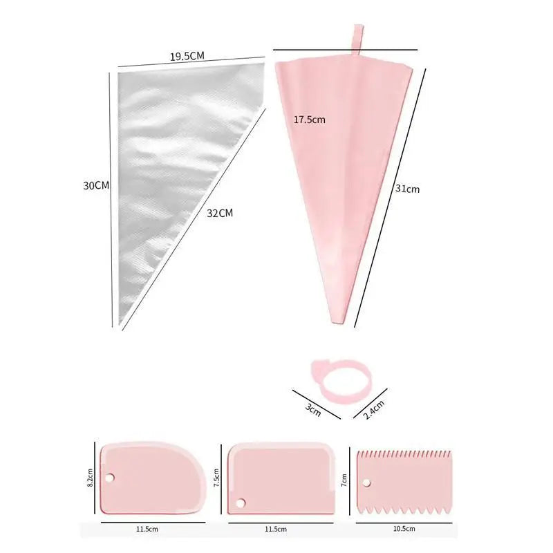 Stainless Steel Piping Tips SPiping Bags 100 Disposable Complete Cake Qme