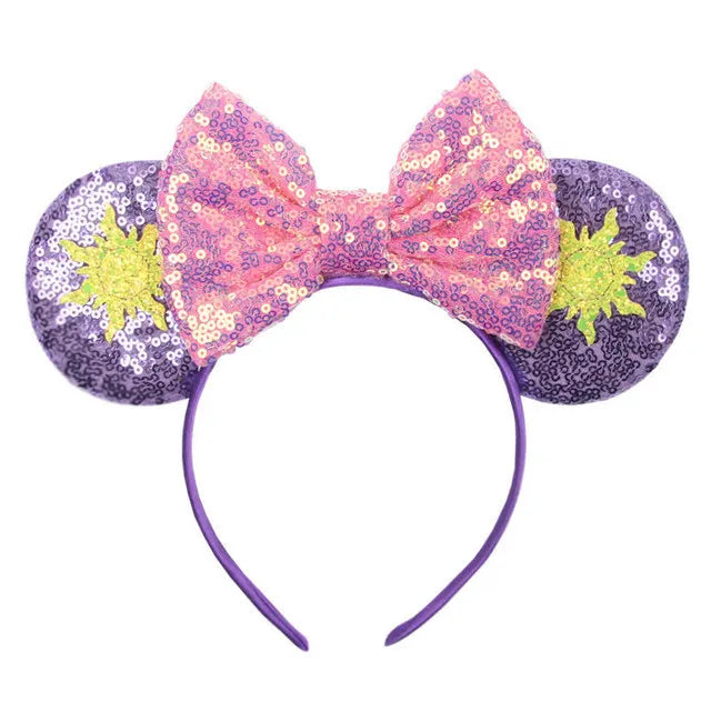 Sunflower Fashion Mouse Ears Princess Headband For Kids Band For Women Hair Accessories Girls Sequins 5" Sequin Bow Headwear Qme Headband 6