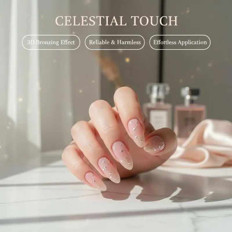 Luxury Stars Chain Nail Stickers Holography Gold Silver Wavy Star Qme
