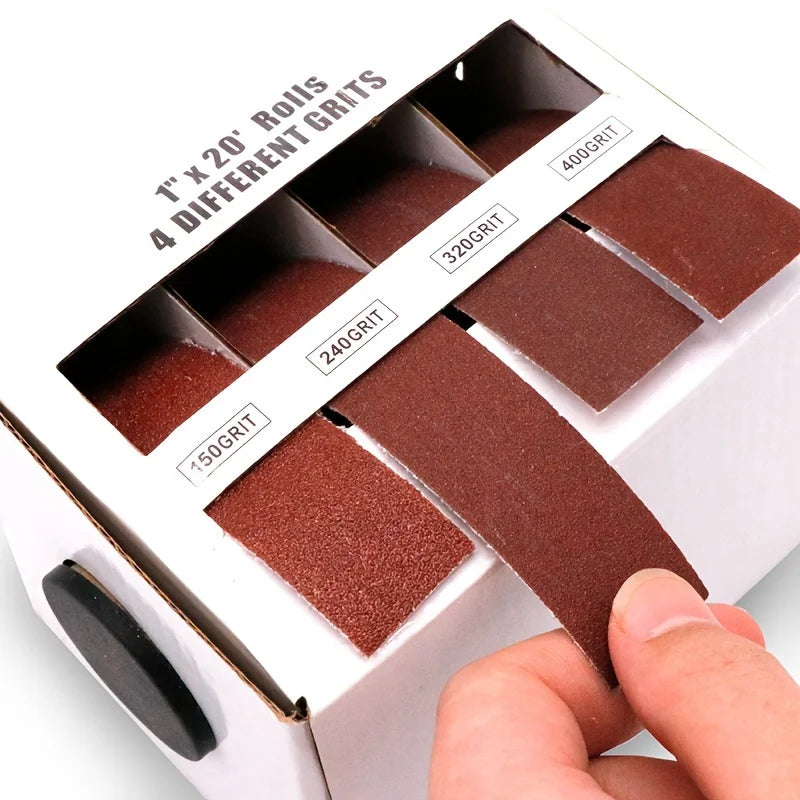 4Pcs emery cloth sandpaper roll, 150 240 320 400 grain size, suitable for metal, automobile, furniture and wood Qme