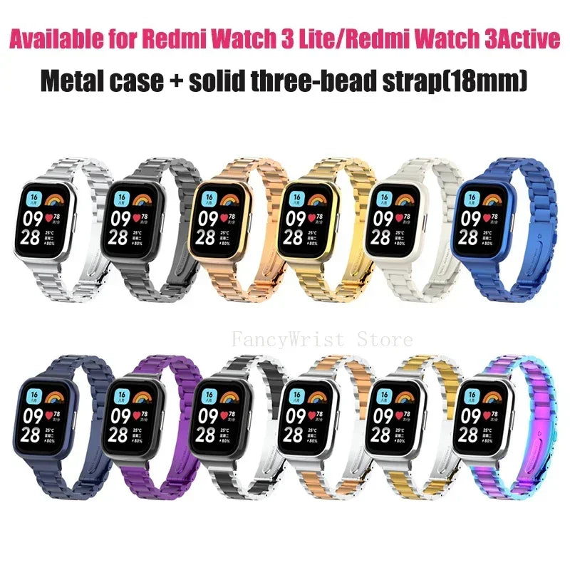 Stainless Steel Strap For Redmi Watch 3 Active Smart Watch Magnetic loop Bracelet Metal Case Protector Mi Watch lite Watchband Qme