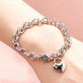 Hot Y2k Style 925 Sterling Silver Lucky Heart Lock Bracelets for Women Wedding Accessories Holiday Gift Party Fashion Jewelry Qme Default Title