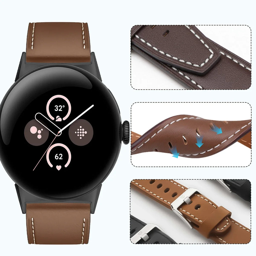 For Google Pixel Watch 3 41 45mm Strap Leather Replace Wristband Correa Bracelet For Google Pixel Watch 2 3 Band Belt Accessorie Qme