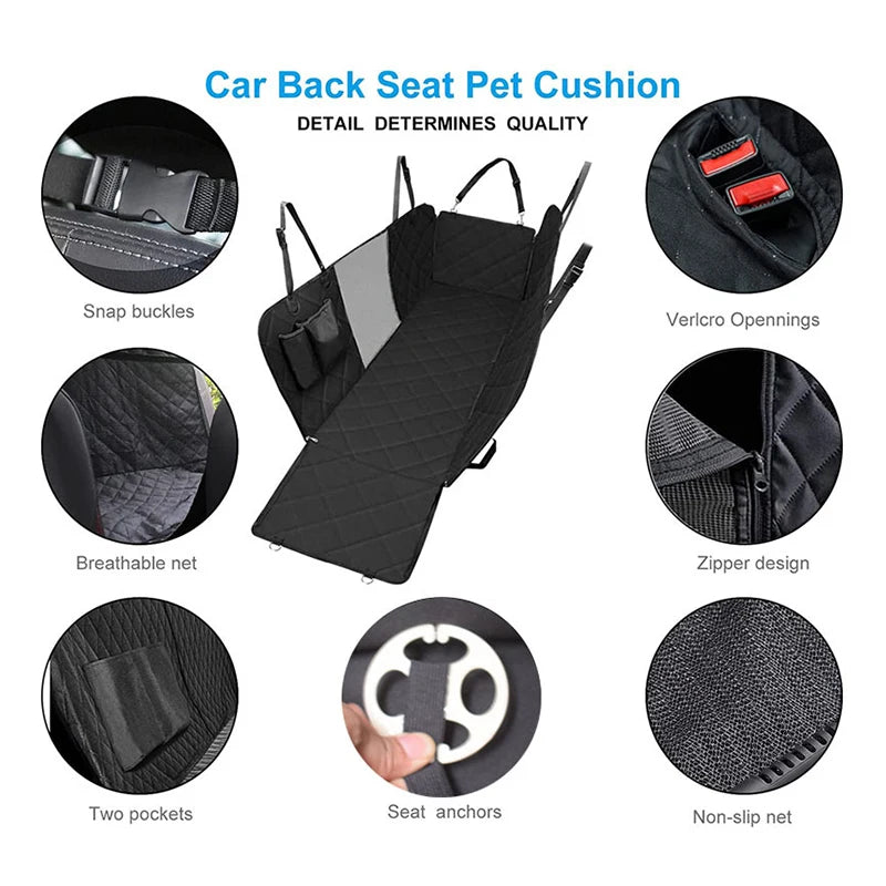 143×153CM Double Zipper Car Pet Seat Pad Waterproof Dirt Resistant Suitable Multiple Models Solid Color Cars Rear Seats Cushion Qme