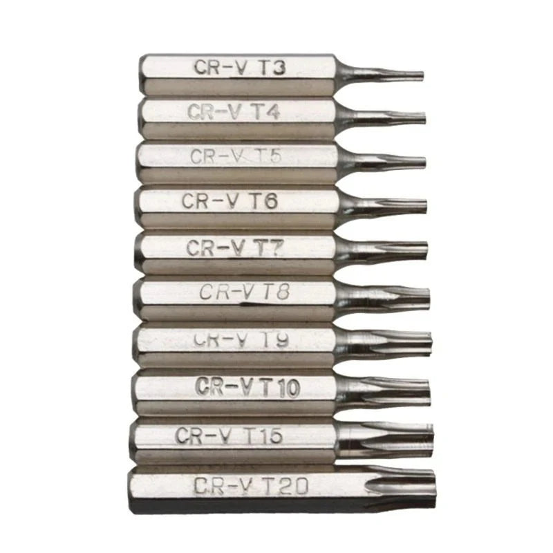 CR-V Torx Screwdriver Bits T3 T4 T5 T6 T7 T8 T9 T10 T15 T20 Mobile Qme
