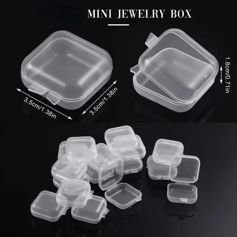 Mini Plastic Jewelry Storage Box Square Transparent Flip Portable Pill Container Jewelry Holder Packaging Earrings Display Case Qme