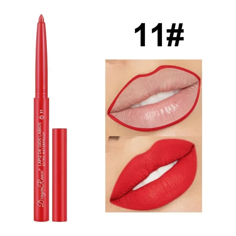 Waterproof Matte Lipliner Pencil Sexy Red Contour Lip Tint Lip Stick Lasting Moisturising Non-stick Cup Lips Makeup 12Colors Qme 11