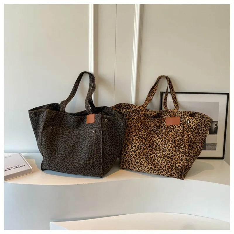 Large Capacity Leopard Print Fashion Shoulder Bag Women Simple Qme